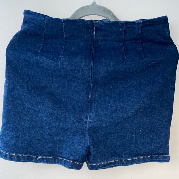 Deep Blue Denim Skort (skirt/shorts) HIGH WAISTED - Picture 3 of 5